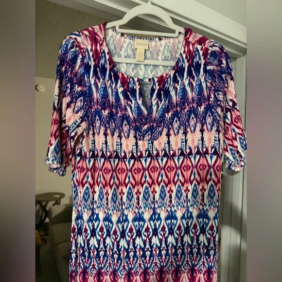 Chico's Pink and Blue Geometric Dress - Picture 3 of 5